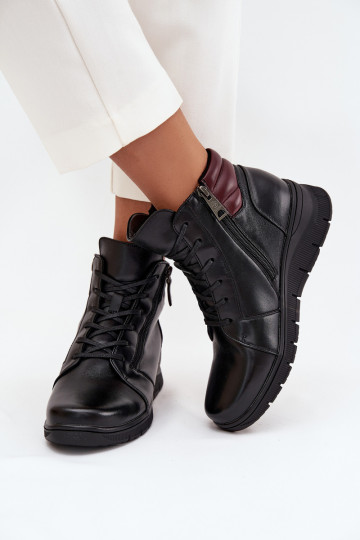 Warmes Kunstveloursleder Damen Stiefeletten mit Plateau Vinceza 39963 schwarz