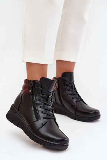 Warmes Kunstveloursleder Damen Stiefeletten mit Plateau Vinceza 39963 schwarz 2