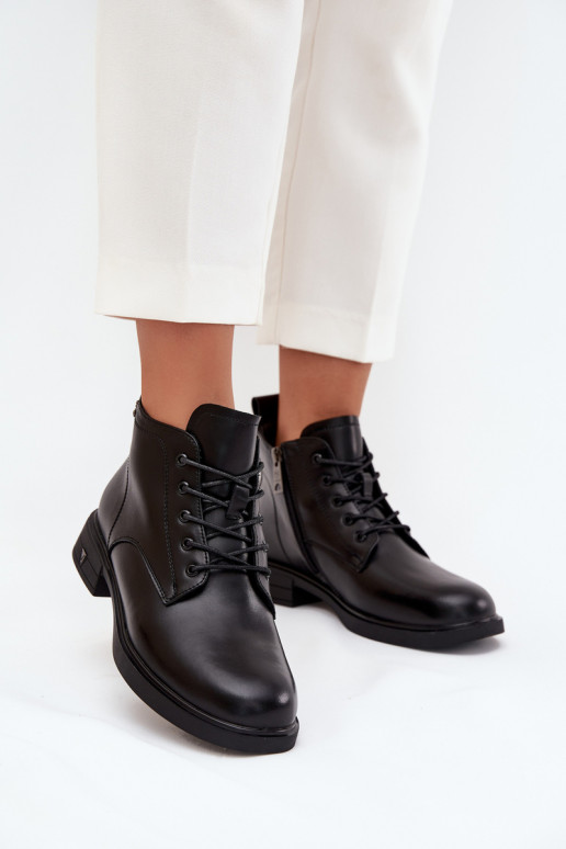 Warmes Kunstveloursleder Damen Stiefeletten mit niedrigem Absatz Vinceza 39953 schwarz
