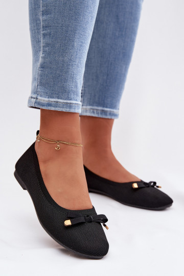 Schwarze Ballerinas mit Schleifen Amelivra 2