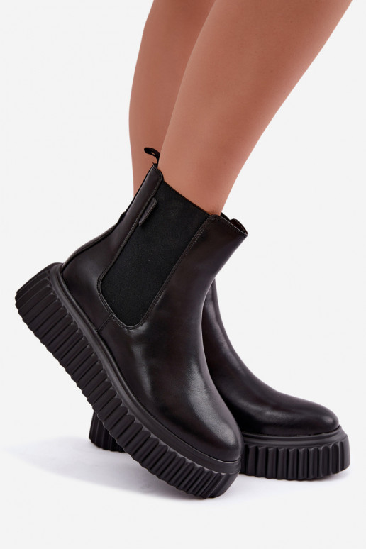 Stylische Damen Stiefeletten mit Plattform schwarz Big Star