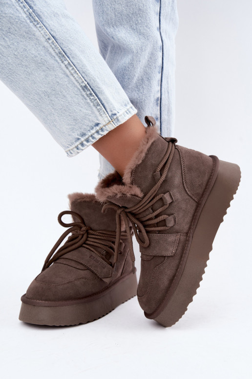 Damen Wildleder Schneestiefel braun Big Star