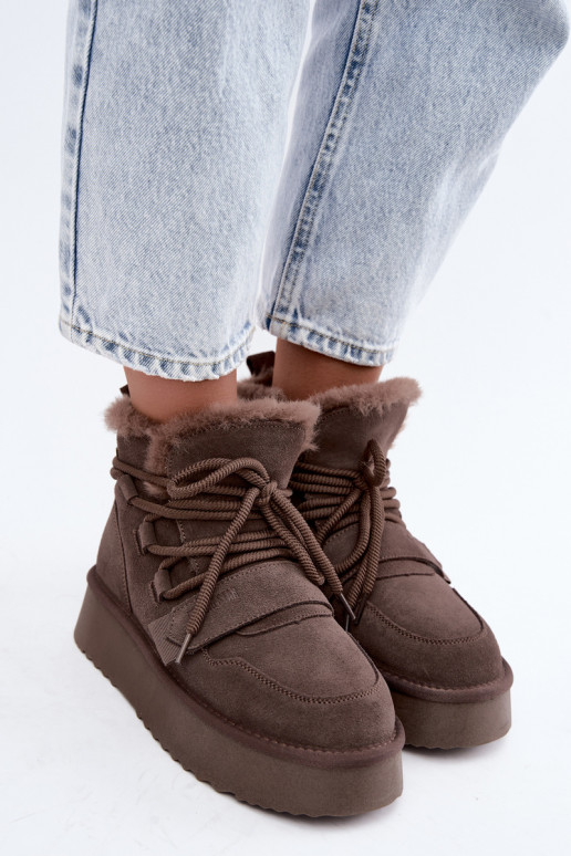 Damen Wildleder Schneestiefel braun Big Star