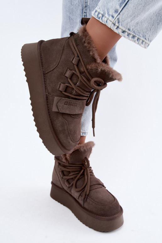 Damen Wildleder Schneestiefel braun Big Star