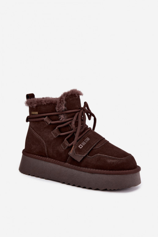 Damen Wildleder Schneestiefel schokoladenfarben Big Star