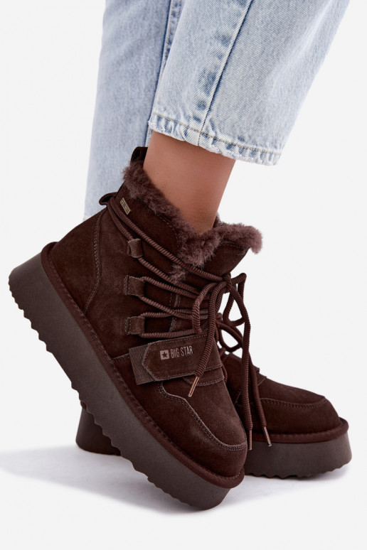Damen Wildleder Schneestiefel schokoladenfarben Big Star