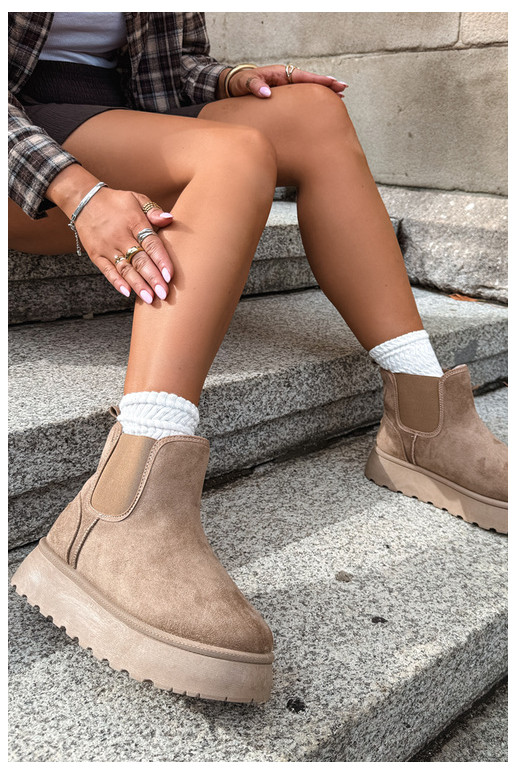 Schneestiefel für Damen mit Plattform Big Star UU274173 in Sandfarbe