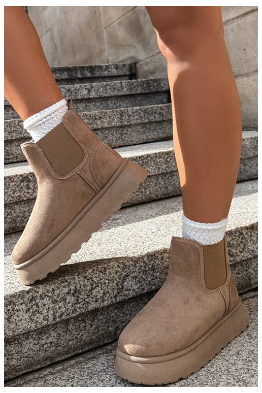 Schneestiefel für Damen mit Plattform Big Star UU274173 in Sandfarbe