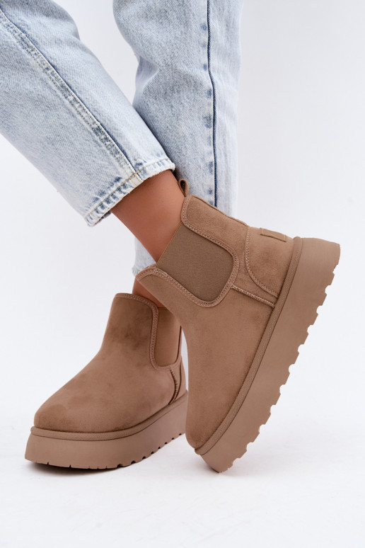 Schneestiefel für Damen mit Plattform Big Star UU274173 in Sandfarbe