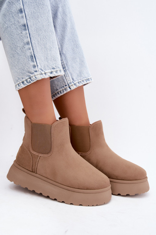 Schneestiefel für Damen mit Plattform Big Star UU274173 in Sandfarbe