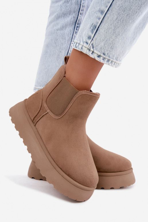Schneestiefel für Damen mit Plattform Big Star UU274173 in Sandfarbe