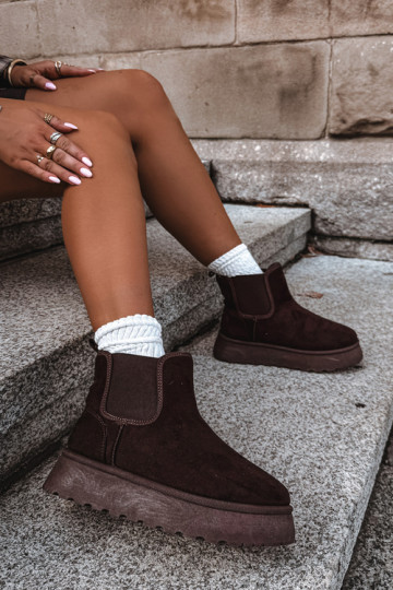 Schneestiefel für Damen mit Plattform Big Star UU274174 in Schokoladenfarbe