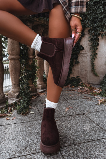 Schneestiefel für Damen mit Plattform Big Star UU274174 in Schokoladenfarbe 2