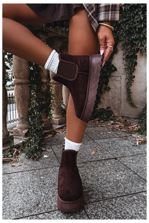 Schneestiefel für Damen mit Plattform Big Star UU274174 in Schokoladenfarbe