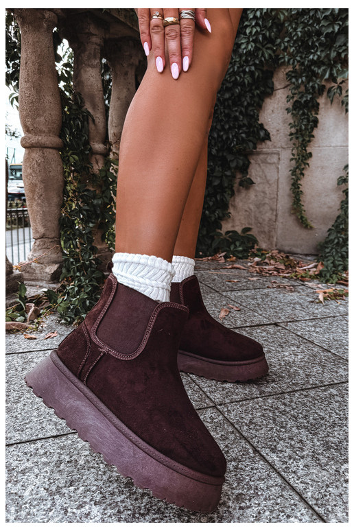 Schneestiefel für Damen mit Plattform Big Star UU274174 in Schokoladenfarbe