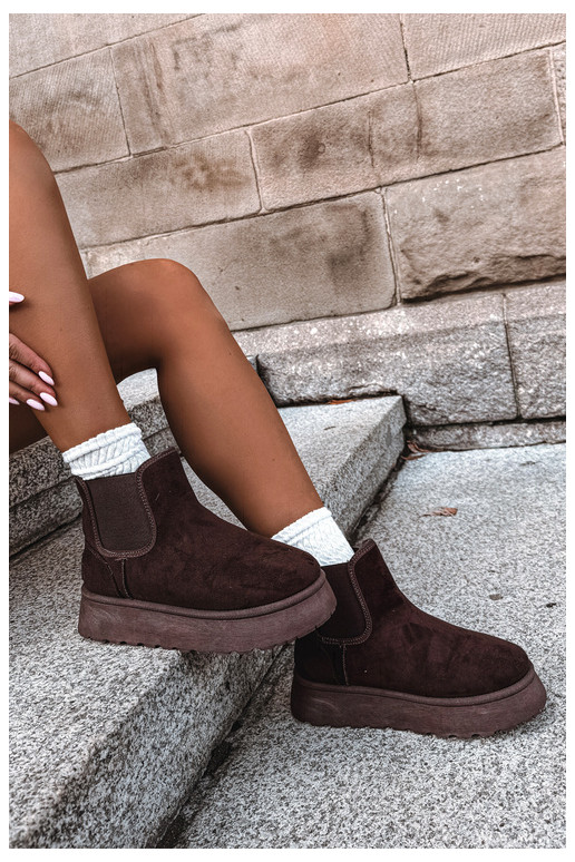 Schneestiefel für Damen mit Plattform Big Star UU274174 in Schokoladenfarbe