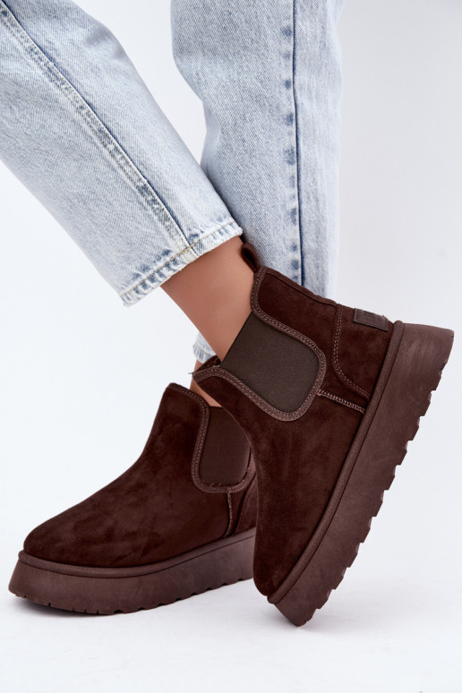 Schneestiefel für Damen mit Plattform Big Star UU274174 in Schokoladenfarbe