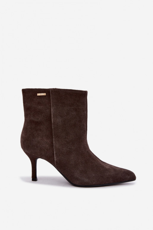 Wildlederstiefel mit dünnen Absätzen und Isolierung, zum Hineinschlüpfen Big Star UU274492 braun
