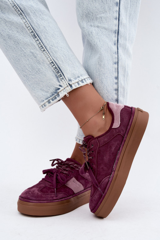 Lila Damen-Sneaker aus Kunstveloursleder mit Isolierung Big Star UU274772