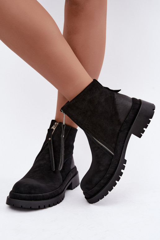 Wärmende Wildleder Schuhe für Damen Tai turiciejka K7732-01 in Schwarz
