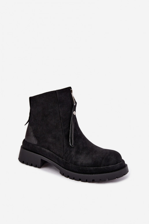 Wärmende Wildleder Schuhe für Damen Tai turiciejka K7732-01 in Schwarz