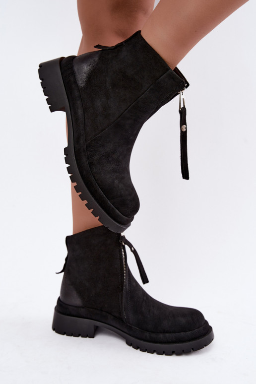 Wärmende Wildleder Schuhe für Damen Tai turiciejka K7732-01 in Schwarz