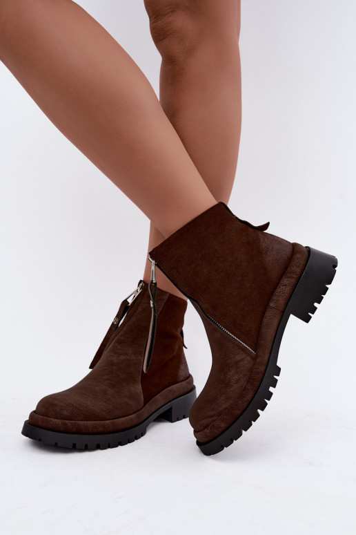 Wärmende Wildleder Schuhe für Damen Tai turiciejka K7732-02 in Braun