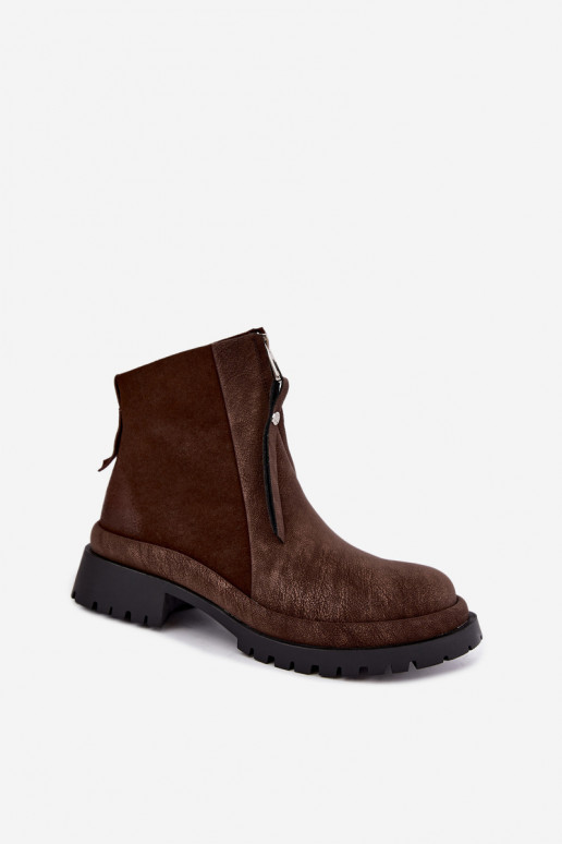 Wärmende Wildleder Schuhe für Damen Tai turiciejka K7732-02 in Braun