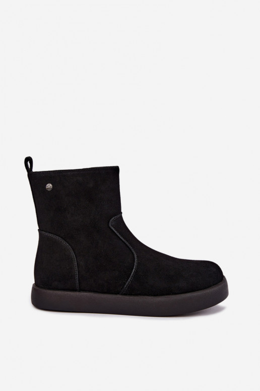 Wärmende Wildleder Schuhe für Damen Tai turiciejka K7800-01 in Schwarz