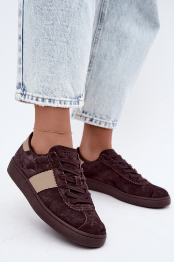 Wildleder Sneaker für Damen Big Star UU274438 in Schokoladenfarbe 2