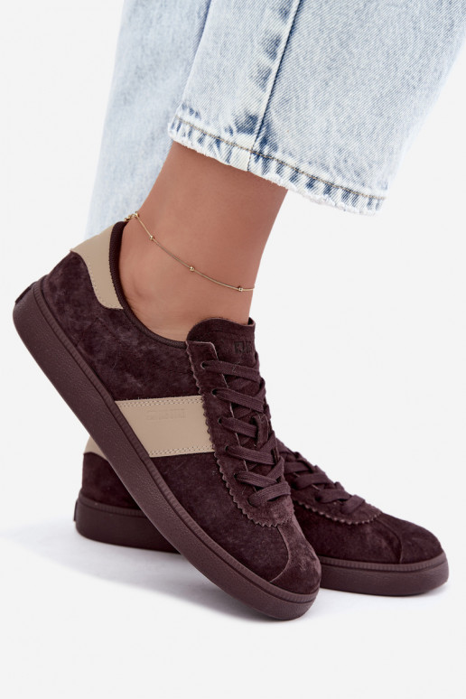 Wildleder Sneaker für Damen Big Star UU274438 in Schokoladenfarbe