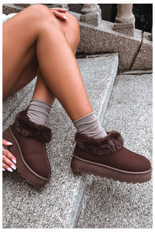 Schneestiefel mit Plattform und Fell Big Star UU274203 in Schokolade