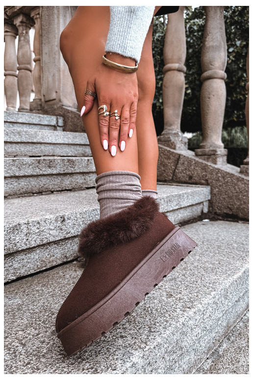 Schneestiefel mit Plattform und Fell Big Star UU274203 in Schokolade