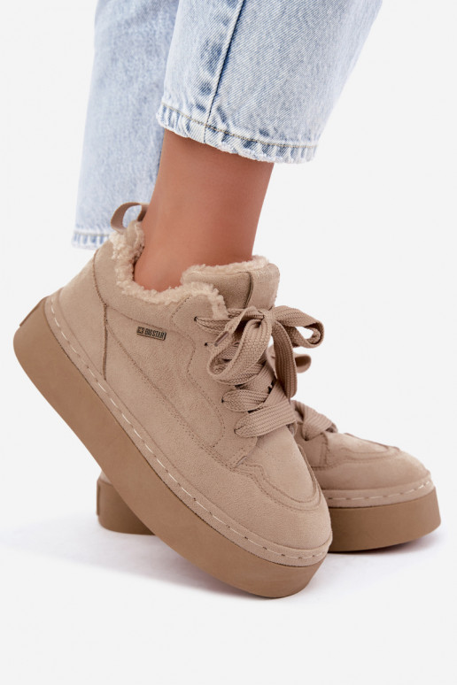 Schneestiefel mit Plattform und Schnürsenkeln Big Star UU274187 in Sand