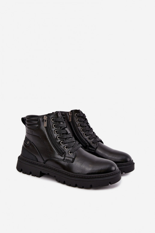 Schwarze isolierte Lederstiefel für Männer Big Star UU174242