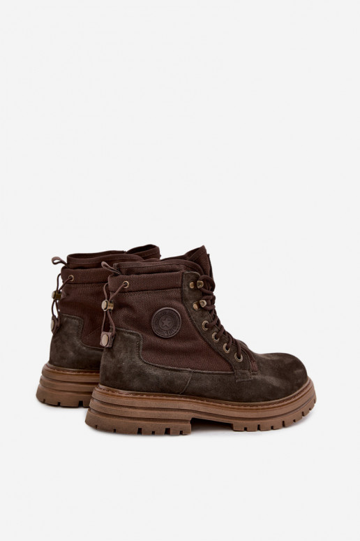 Dunkelbraune Wildlederstiefel für Männer Big Star UU174254