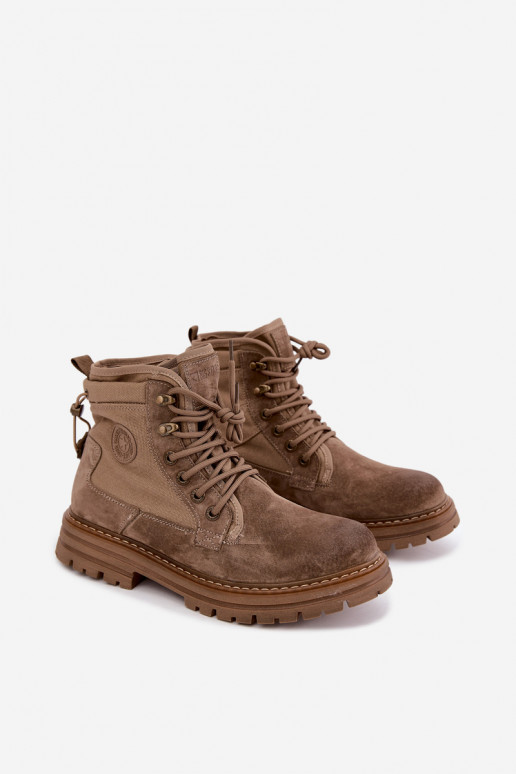 Beige Wildlederstiefel für Männer Big Star UU174253