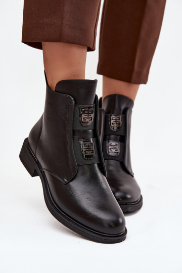 Damen isolierte schwarze Stiefeletten mit niedrigem Absatz Tavressa