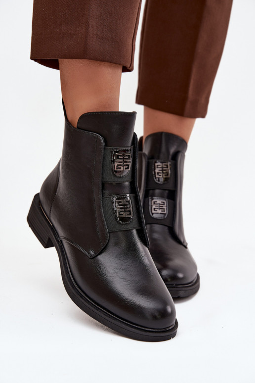 Damen isolierte schwarze Stiefeletten mit niedrigem Absatz Tavressa