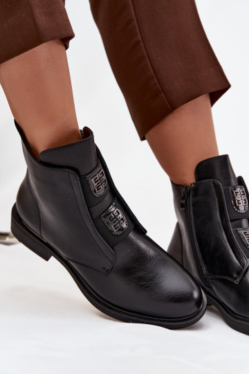 Damen isolierte schwarze Stiefeletten mit niedrigem Absatz Tavressa 2
