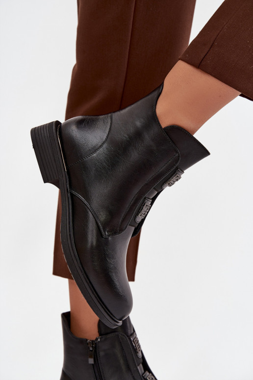 Damen isolierte schwarze Stiefeletten mit niedrigem Absatz Tavressa