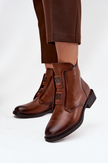 Damen isolierte braune Stiefeletten mit niedrigem Absatz Tavressa 2