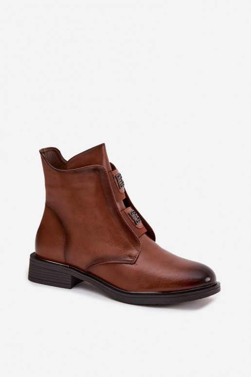 Damen isolierte braune Stiefeletten mit niedrigem Absatz Tavressa