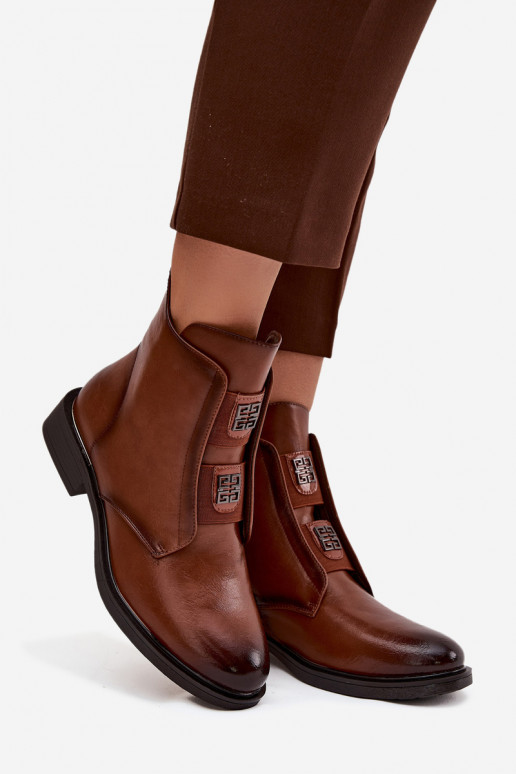 Damen isolierte braune Stiefeletten mit niedrigem Absatz Tavressa