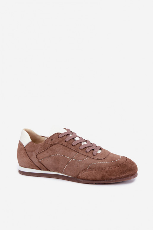 Braune Wildleder-Sneaker mit Nähten Zazoo N1414