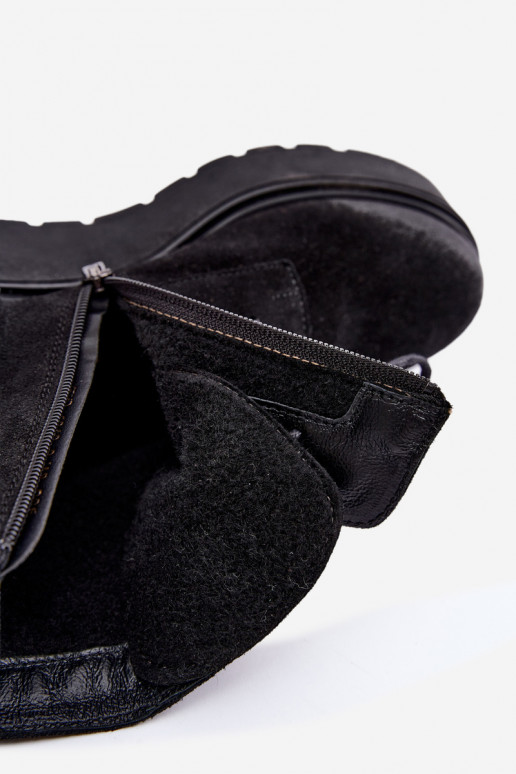 Schwarze Damenstiefeletten mit Plateau Zazoo 60499