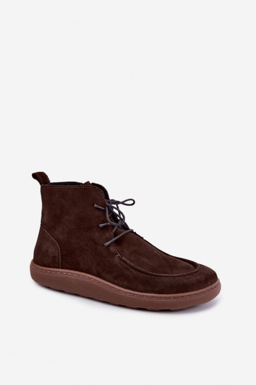 Damenstiefeletten aus natürlichem Wildleder mit Perlen Zazoo 30078