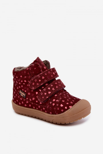 Wildleder Kinder Winterstiefel mit Herzen Froddo G2110138-28 bordeauxrot