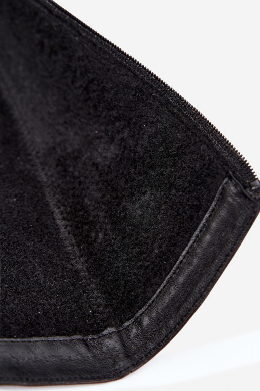 Leder Damen Stiefel bis zum Knie mit breiten Absätzen isoliert Zazoo 70163 schokoladenfarben