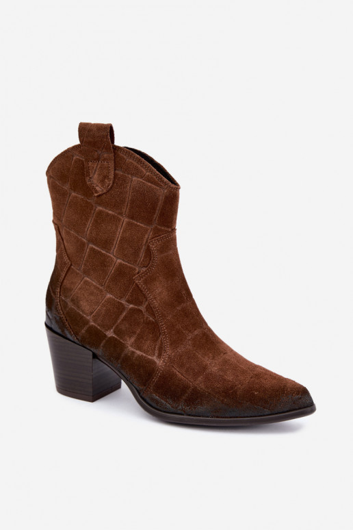 Wildleder Cowboy-Stiefel mit Prägung Zazoo 1988 braun